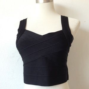 BCBG MAXAZRIA Bandage Banded Crop Top Body-con L